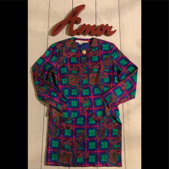 VTG Anne Crimmins Sz 10 Multicolored 2pc Skirt Set - Picture 12 of 12